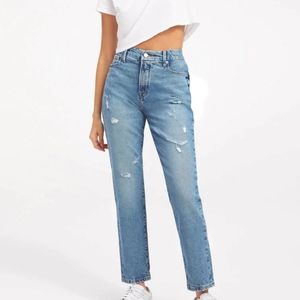 NWT Good American Good Classic Indigo Wash Distressed High Rise Women 4 Jeans